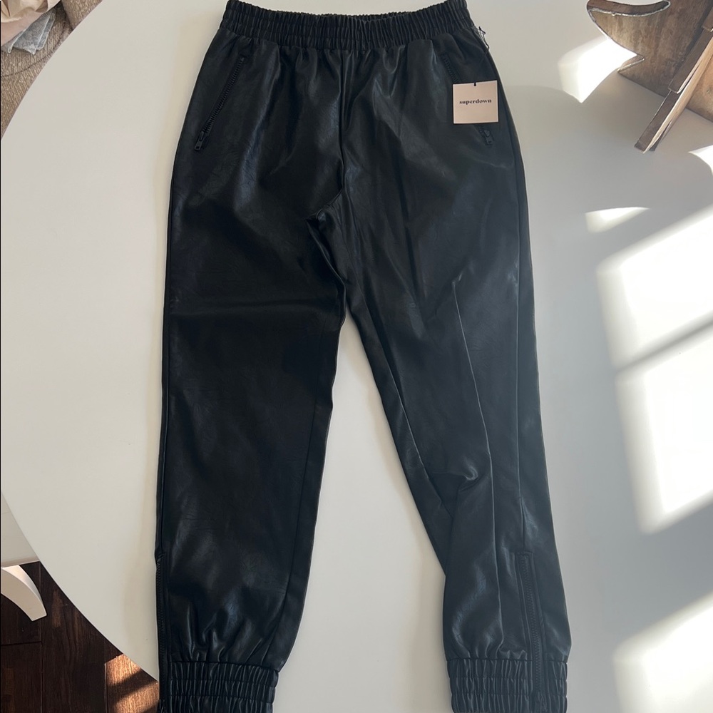REVOLVE High Waisted Faux Leather Jogger Pants